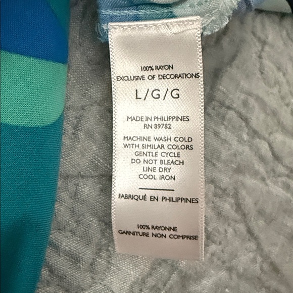 Natori Blue and Green Patterned Size Large Caftan Nightgown EUC - Picture 6 of 6